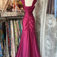 Robe de soirée longue en satin style sirène, style vintage, sans manches, style rose, nv3573