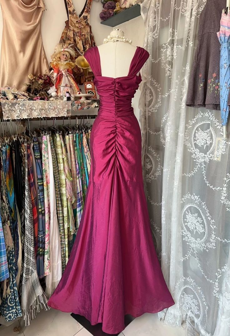 Robe de soirée longue en satin style sirène, style vintage, sans manches, style rose, nv3573
