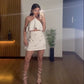 White Fashion Lace Up Suspender Skirt with Rhinestones Two Piece Suit Short Mini Homecoming Dress Party Dress Evening Dress nv2364