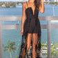 Schwarzes langes Ballkleid aus Tüllspitze, Abendkleid, Partykleid, NV2213