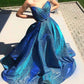 Blue Shiny Elegant A-line Long Sequined Ball Gown Evening Dress Party Dress Graduation Dress nv3488