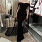 Robe de soirée sirène noire, noble et élégante, en dentelle fine, longue et élégante, robe de bal traînante, robe de soirée nv1914