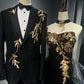 Robe de bal longue en tulle noir et or NV6626