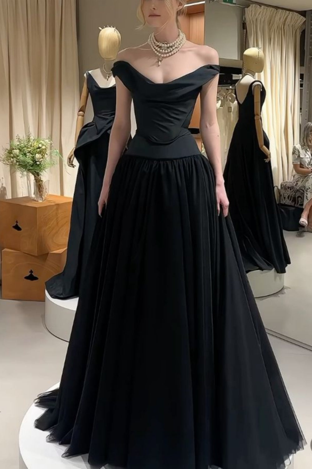 NiceVestidos – Schwarzes, schlichtes, elegantes und modisches Hochzeitsgastkleid NV5846