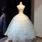White Light Blue Ombre Strapless Ball Gown Beaded Rhinestone Glitter Tulle Formal Dress  NV6969