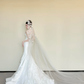 Strapless White Satin Mermaid Wedding Gown, 3D Floral Applique Bridal Dress  NV7432