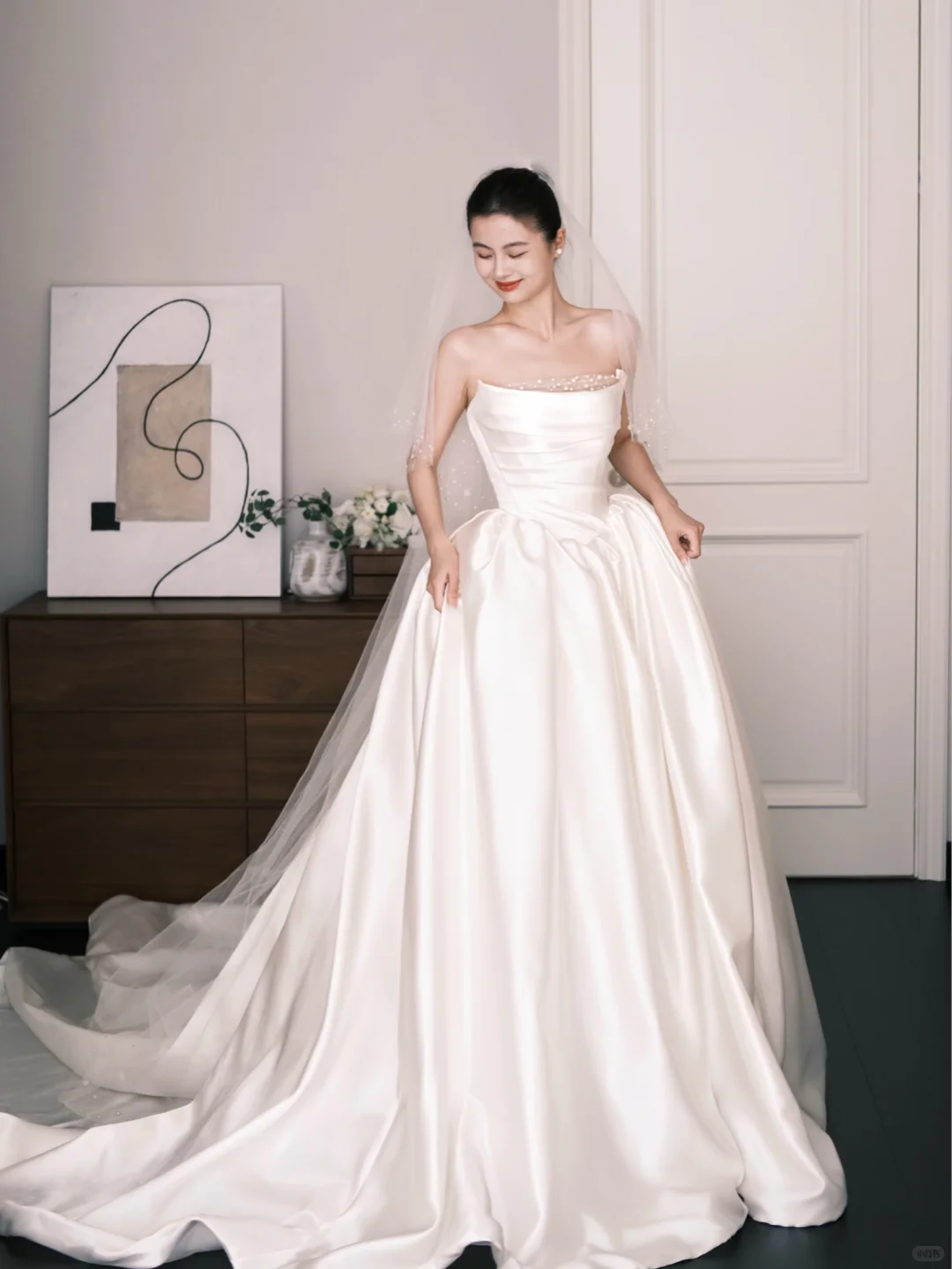 Strapless Satin A-Line Ballgown Wedding Dress Bridal Gown  NV7264