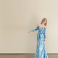 Ice Blue Sequin Off Shoulder Mermaid Prom Gown Long Sleeve Feather Formal Dress  NV7170