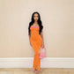 Orange Fashion Spaghetti Strap Lace Long Prom Dress Evening Gown Party Dress nv2847