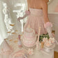 Robe de soirée courte en dentelle rose sans bretelles, robe de fête d'anniversaire nv2861