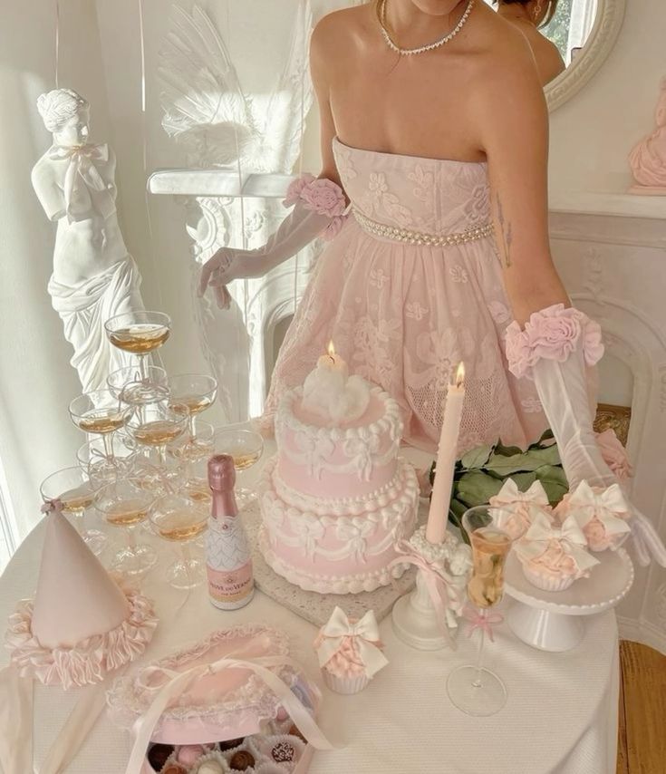 Robe de soirée courte en dentelle rose sans bretelles, robe de fête d'anniversaire nv2861