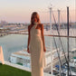 Robe de soirée longue en satin blanc simple et élégante nv2411