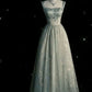 Sage Green Delicate Floral Beading Long Tulle Ball Gown Evening Gown Party Dress nv3485