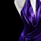 Lila Schlichtes Elegantes Langes Satin Ballkleid Abendkleid Partykleid nv4256