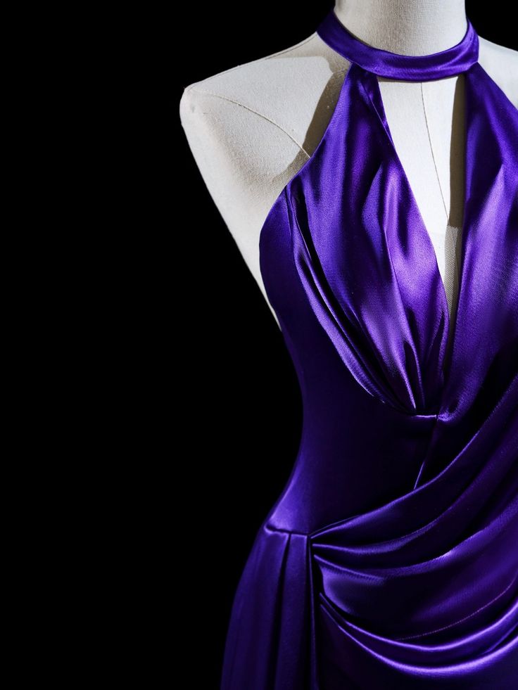 Lila Schlichtes Elegantes Langes Satin Ballkleid Abendkleid Partykleid nv4256