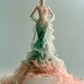 Mint Green Peach Pink Gradient One Shoulder Beaded Mermaid Gown  NV7478