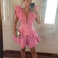 Rosa, modisches, schickes Homecoming-Kleid mit tiefem V-Ausschnitt, Partykleid nv2124
