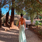 Robe de soirée sirène en satin bleu vintage, élégante, style déesse grecque, tenue de bal longue, robe de soirée, robe de soirée, nv4761
