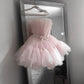 Robe de soirée courte en tulle rose à la mode, tenue de fête d'anniversaire, nv4888