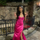 Pink Beaded Applique Maxi Dress Long Prom Gown Evening Dress nv2684