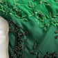 Robe de soirée longue en mousseline de soie, verte, brillante, à bretelles spaghetti, avec perles exquises, robe de bal, robe de soirée nv3577