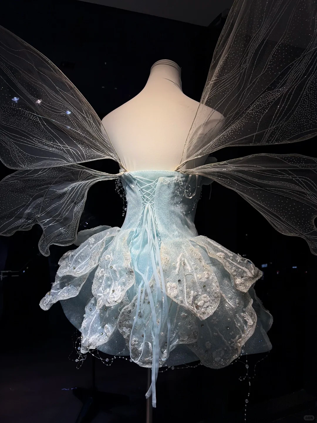 Light Blue Strapless Short Corset Formal Gown 3D Petal Fairy Wings Homecoming Dress  NV6955