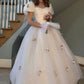 NiceVestidos--(Voile inclus)Robe de mariée simple longue en tulle à fleurs blanches et roses NV5828