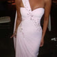 Robe de soirée longue en mousseline de soie, décolleté en cœur, élégante et rose, à fleurs, épaules dénudées, nv5217