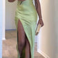 Green Simple Sexy Satin Long Slit Prom Dress Evening Gown Party Dress nv2343