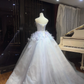 Light Ice Blue 3D Floral Petal Feather Tulle Princess Ball Gown  NV7094