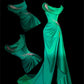 Robe de soirée longue en satin vert, élégante et élégante, style Baoshi, perlée, longueur au sol, fente latérale, sexy, robe de bal, robe de fête d'anniversaire, robe de bal nv3947