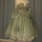 Robe de soirée courte en tulle à fleurs, verte, épaules dénudées, coupe trapèze, mini robe d'anniversaire, robe de bal, nv4172