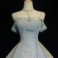 Robe de soirée courte en satin bleu scintillant nv4860