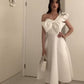 White solid color simple elegant bow long formal ball gown evening dress party dress statues dress to impress nv2581