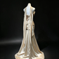 Champagne Off Shoulder Mermaid Formal Gown Beaded Sequin Cross Ruched Satin Vintage Evening Dress  NV6967