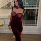 Red lace velvet elegant sexy maxi dress long prom dress evening gown party dress with red lace sleeves nv2667