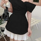 Black and white simple elegant short mini homecoming dress party dress nv2374