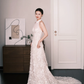 White Halter High Neck Lace Mermaid Wedding Dress  NV7235