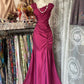 Robe de soirée longue en satin style sirène, style vintage, sans manches, style rose, nv3573