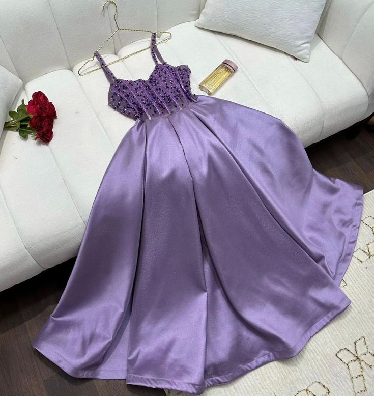 Purple Gorgeous Sequin Rhinestones Decorated Long Ball Gown Evening Dress nv2998