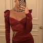 Rotes, modisches, schmales, kurzes Mini-Partykleid mit Kette und Homecoming-Kleid nv2442