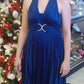 Robe de bal courte en satin bleu, simple et élégante, robe de soirée, robe de retour, nv3637