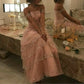 Pink Sparkling Elegant Layered Sequined Tulle Long Ball Gown Evening Dress nv3179