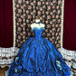 Robe de soirée en satin à fleurs bleues, robe de bal, robe de quinceanera, nv4640
