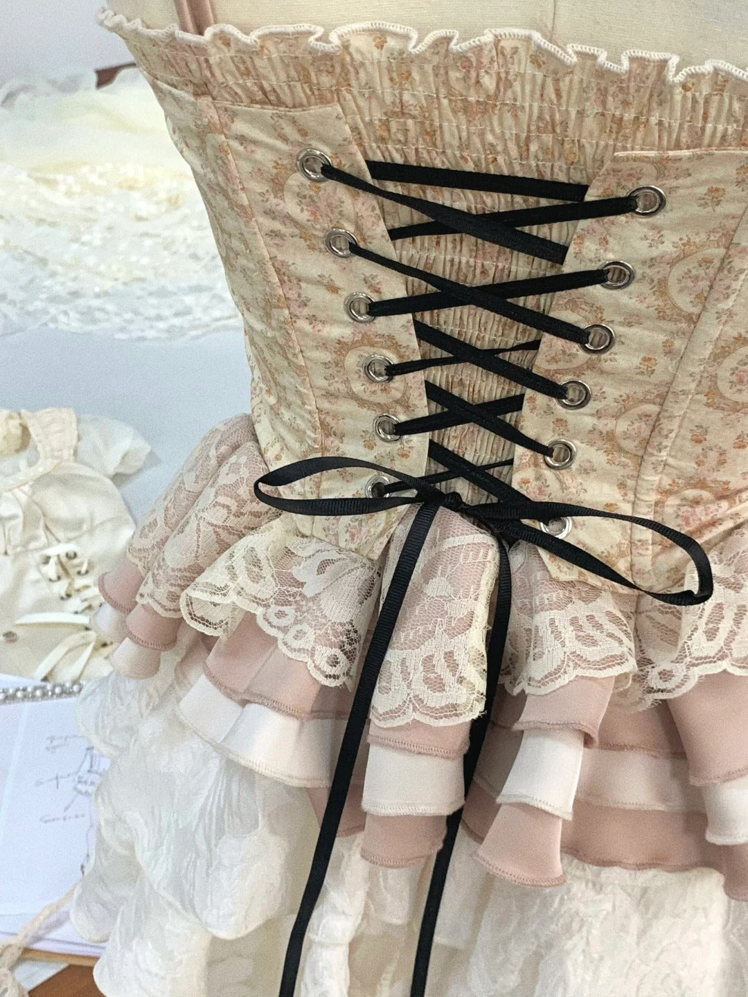 Rosa Süßes Blumen Kurzes Spitzen Homecoming Kleid Ballkleid Geburtstagskleid nv4518