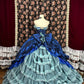 Robe de soirée en satin à fleurs bleues, robe de bal, robe de quinceanera, nv4640