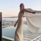 Robe de soirée longue en satin blanc simple et élégante nv2411
