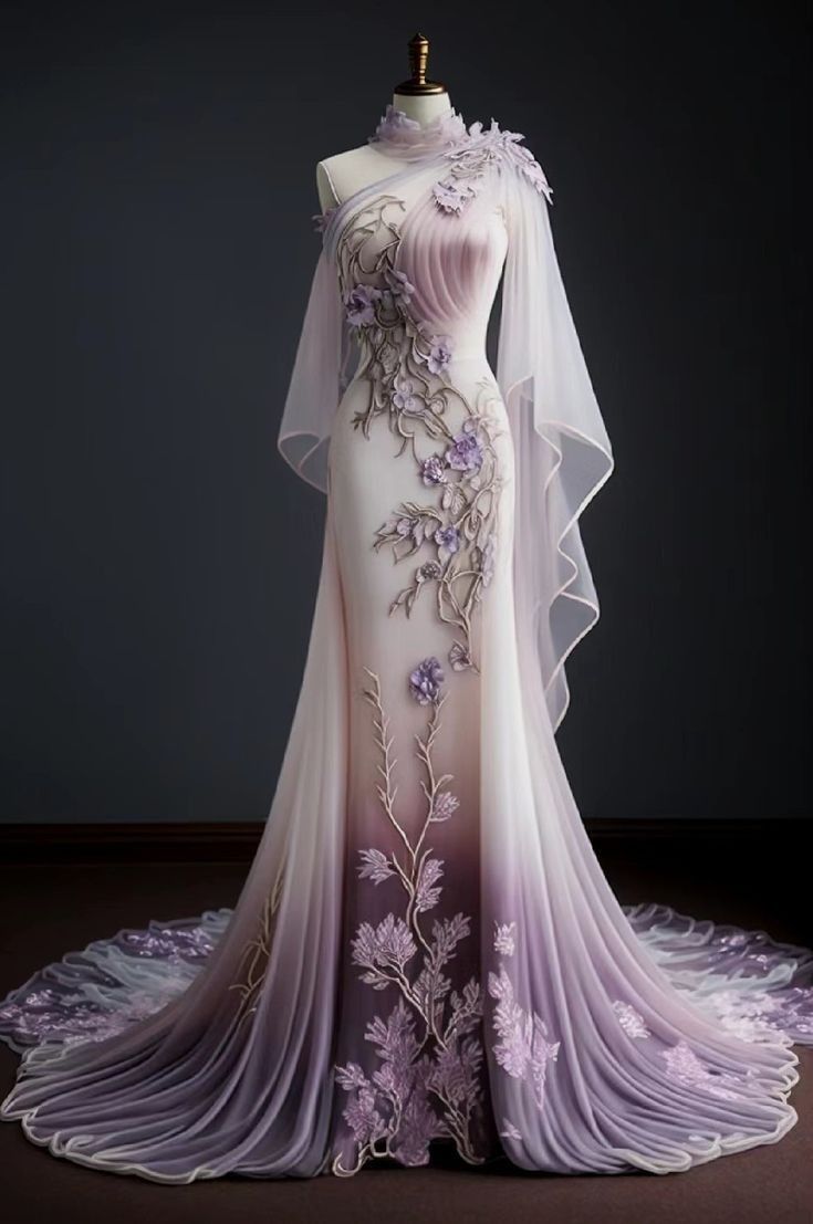Rosa lila wunderschöne Retro-Mode eine Schulter elegante Blumenapplikation Slim Fit lange Tüll Meerjungfrau Tüll bodenlangen Abendkleid Ballkleid nv3830