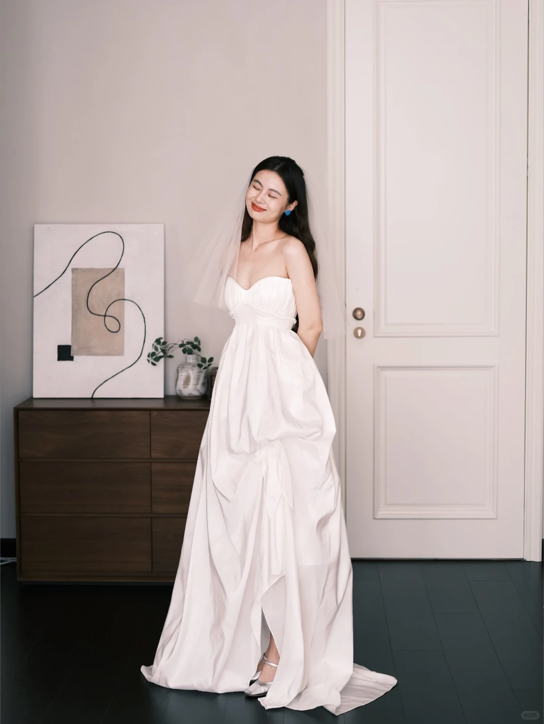 Sweetheart Strapless Bridal Gown, High Waist Draped Flowy Wedding Dress  NV7261