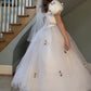 NiceVestidos--(Voile inclus)Robe de mariée simple longue en tulle à fleurs blanches et roses NV5828